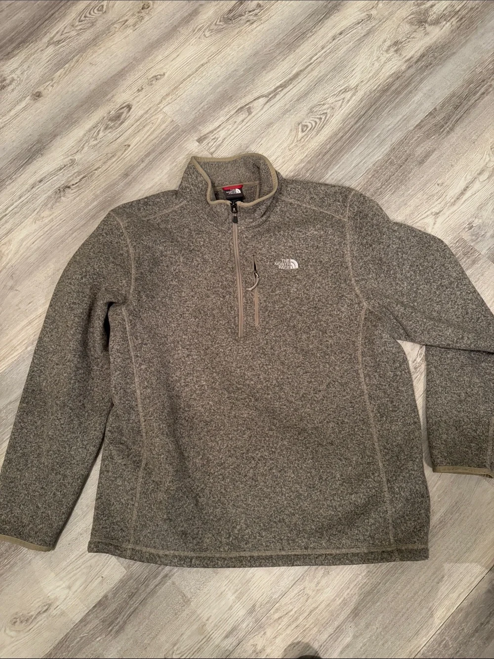 The North Face Heathered Olive Quarter-Zip Fleece Pullover size 2XL